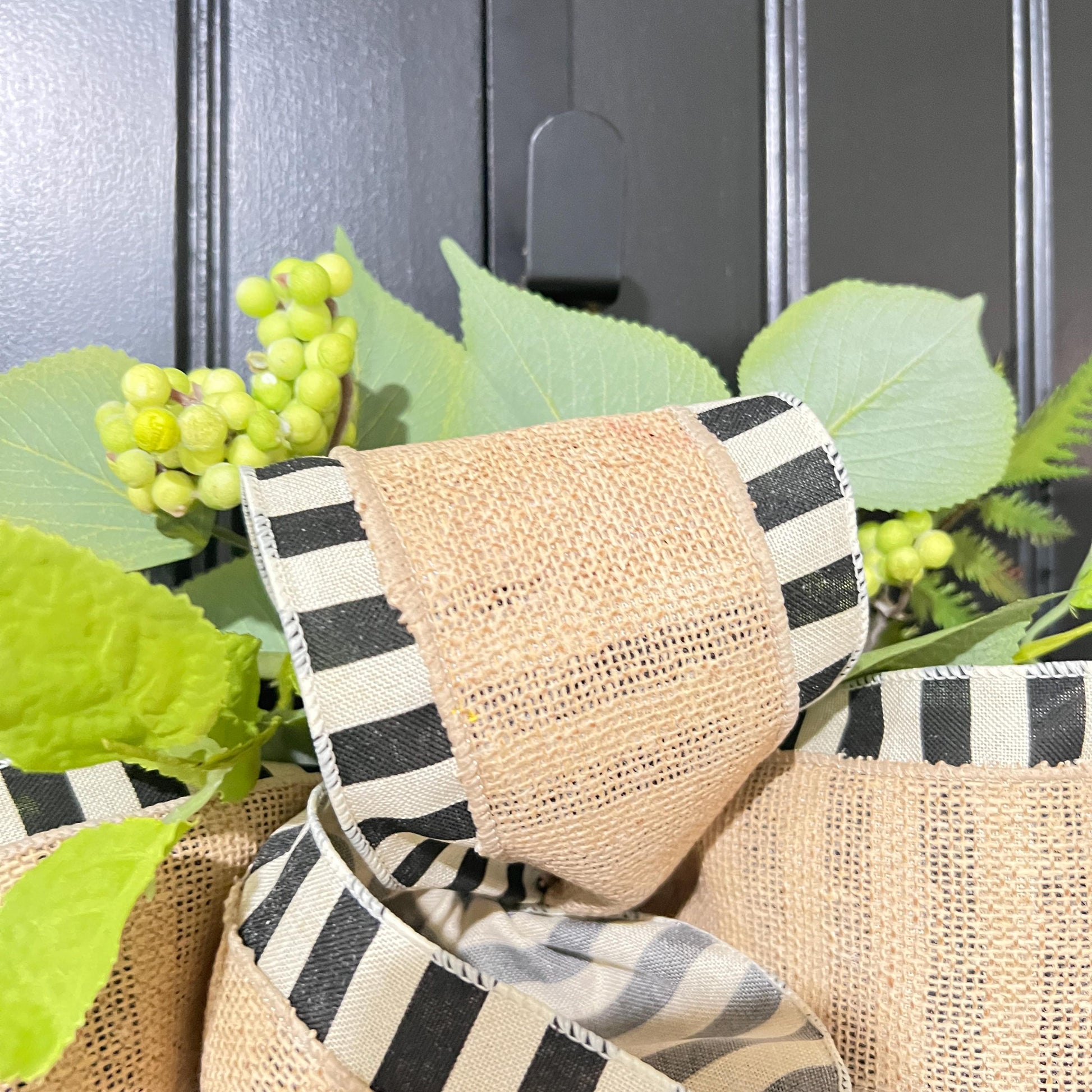 Farmhouse "Home Sweet Home" Door Hanger, Neutral Burlap Bow Greenery Sign