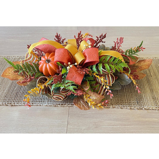 Handcrafted Rustic Pumpkin Fall Centerpiece, Farmhouse Autumn Dining Table Decor