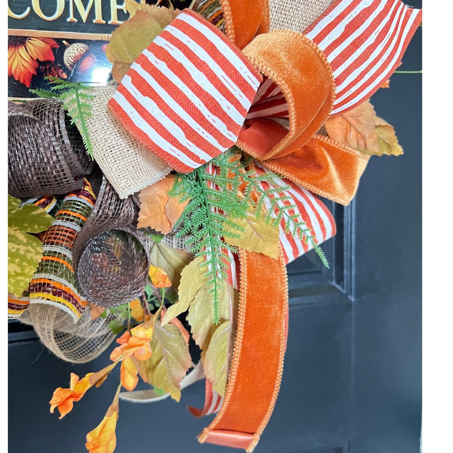 Handmade Fall Pumpkin Wreath, Rustic Farmhouse Door Decor, Autumn Welcome Sign