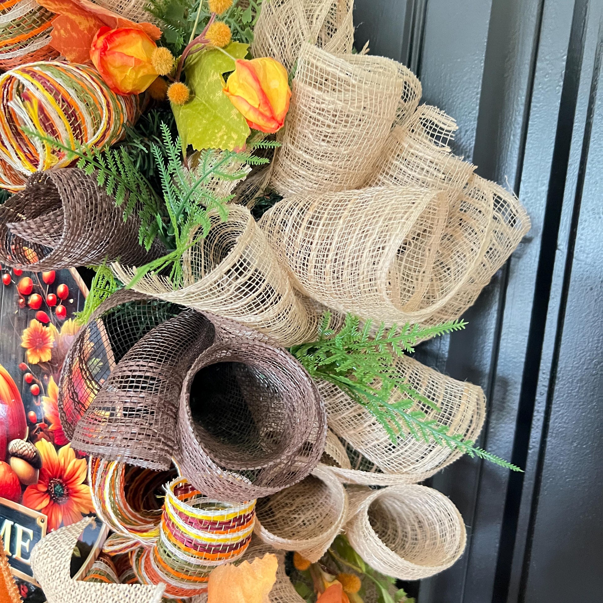 Handmade Fall Pumpkin Wreath, Rustic Farmhouse Door Decor, Autumn Welcome Sign
