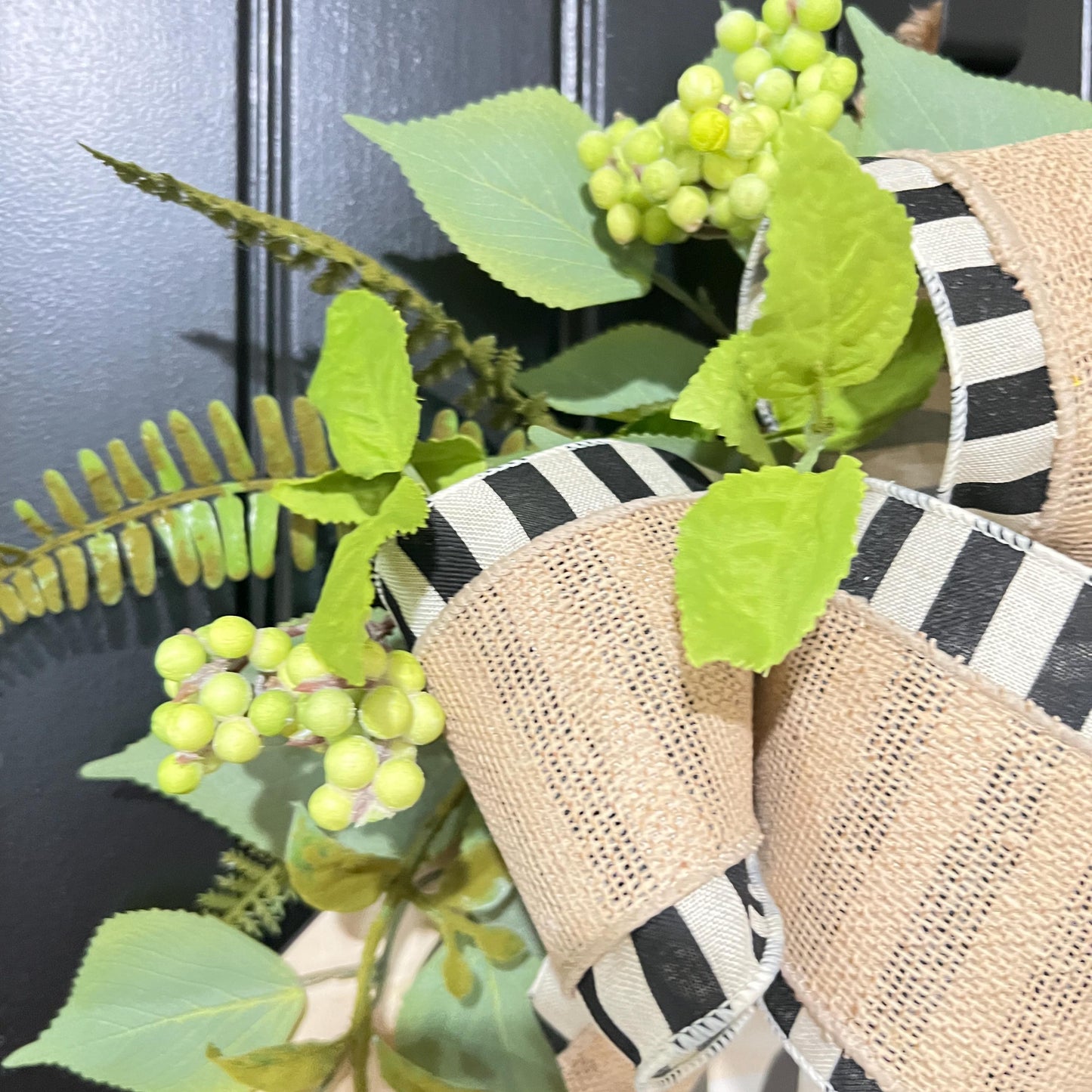 Farmhouse "Home Sweet Home" Door Hanger, Neutral Burlap Bow Greenery Sign