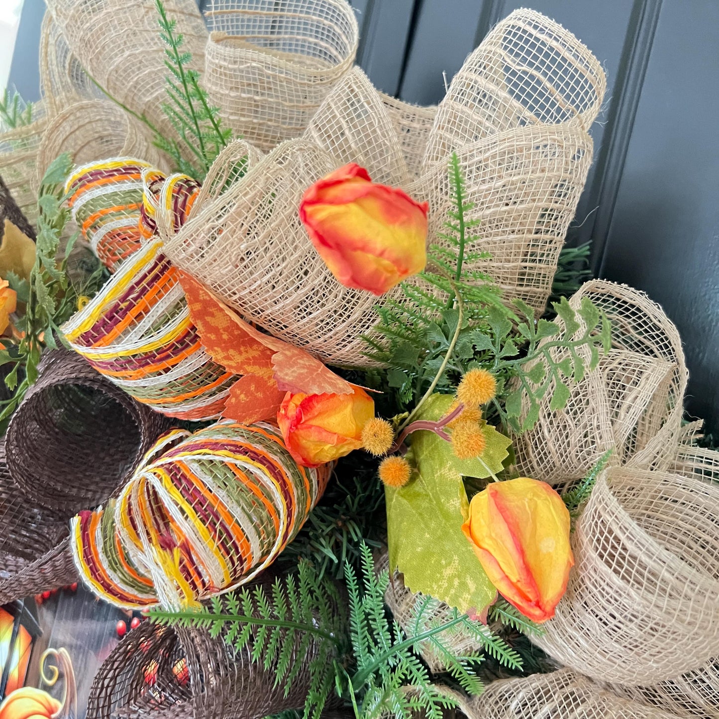 Handmade Fall Pumpkin Wreath, Rustic Farmhouse Door Decor, Autumn Welcome Sign