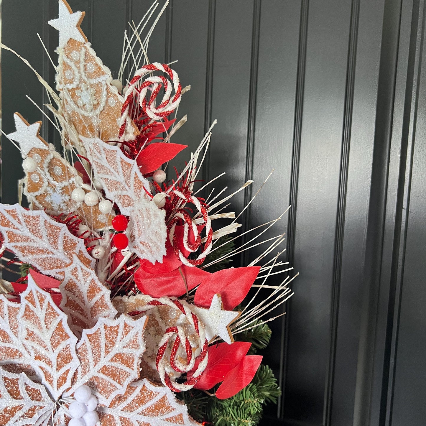 Handmade Gingerbread Peppermint Christmas Tree Topper, Whimsical Holiday Decor