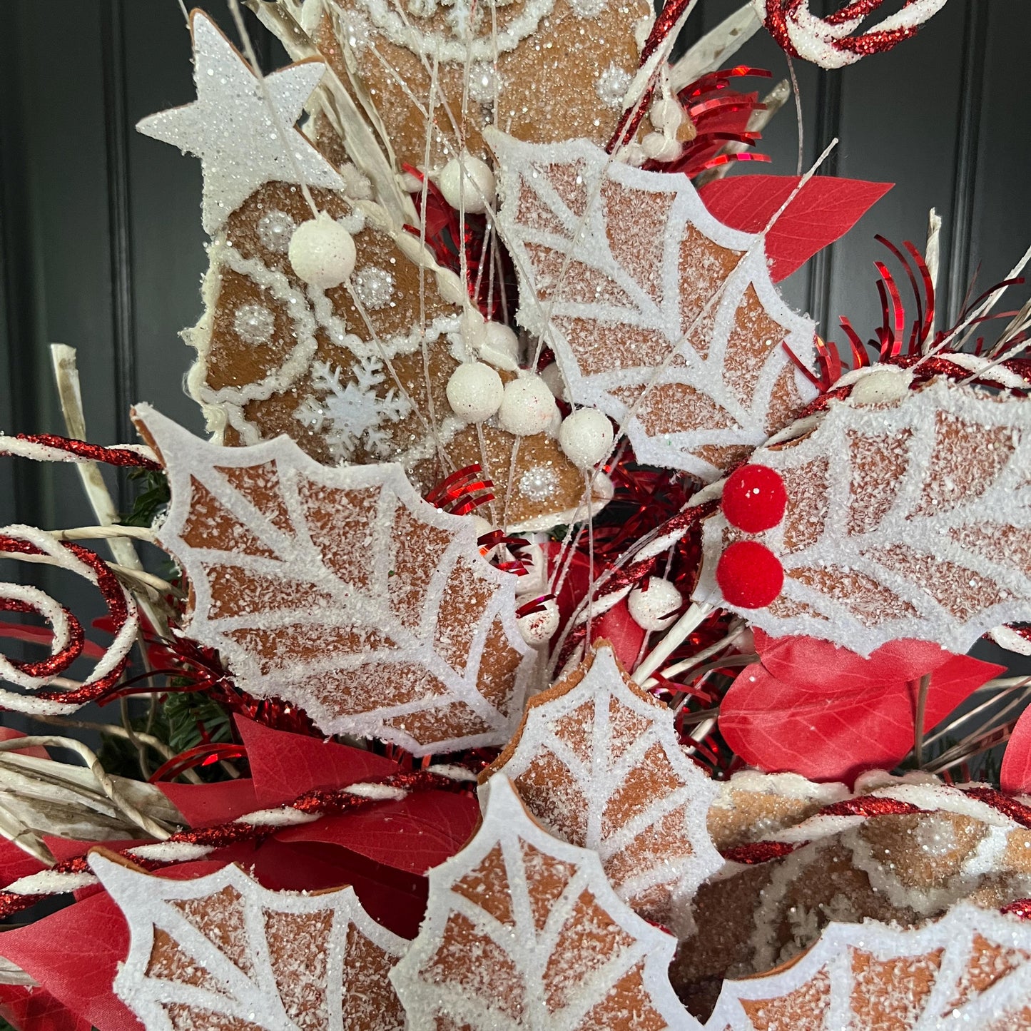 Handmade Gingerbread Peppermint Christmas Tree Topper, Whimsical Holiday Decor