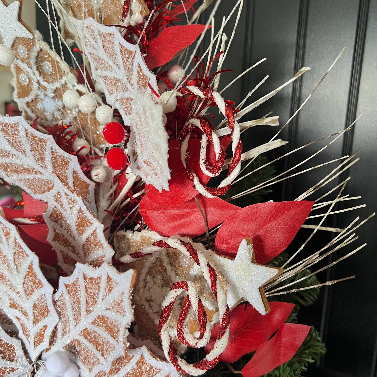 Handmade Gingerbread Peppermint Christmas Tree Topper, Whimsical Holiday Decor